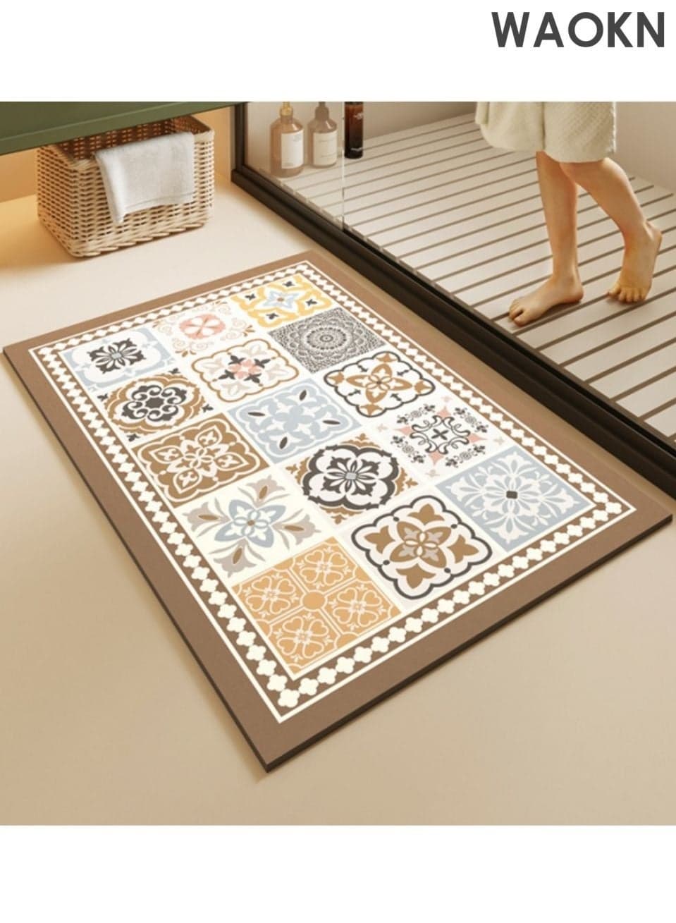 90x60cm Diatom mud bath mat , Super soft absorbent bath mat , Entrance door carpet Non-slip quick-drying mats Bathroom mats , Kitchen mats , Soft and comfortable , quickly absorbs water , easy to clean .