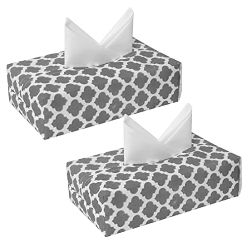 PrettyKrafts Tissue Paper Box Cover Rectangular Shape Napkin Holder use for car,Home and Office, (Pack of 2), Qtr Grey