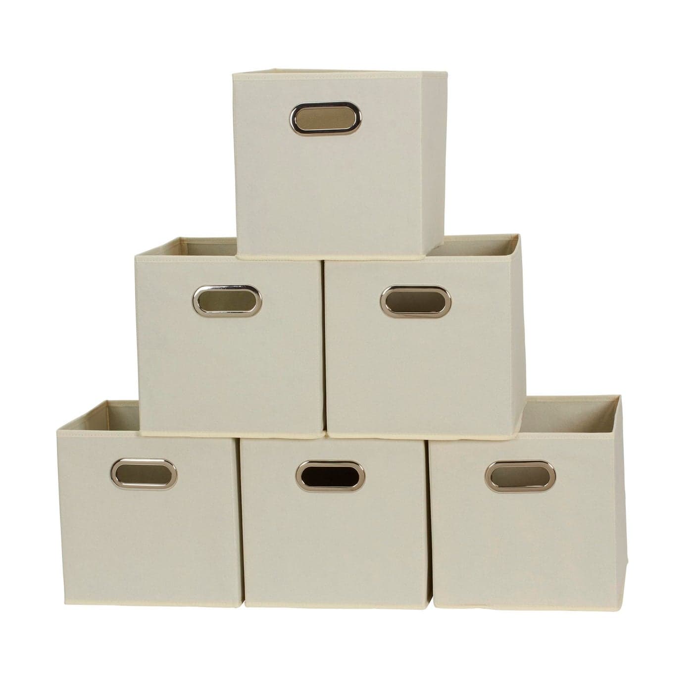 Household Essentials 821 Foldable Fabric Storage Bins Set of 6 Cubby Cubes with Handles Natural