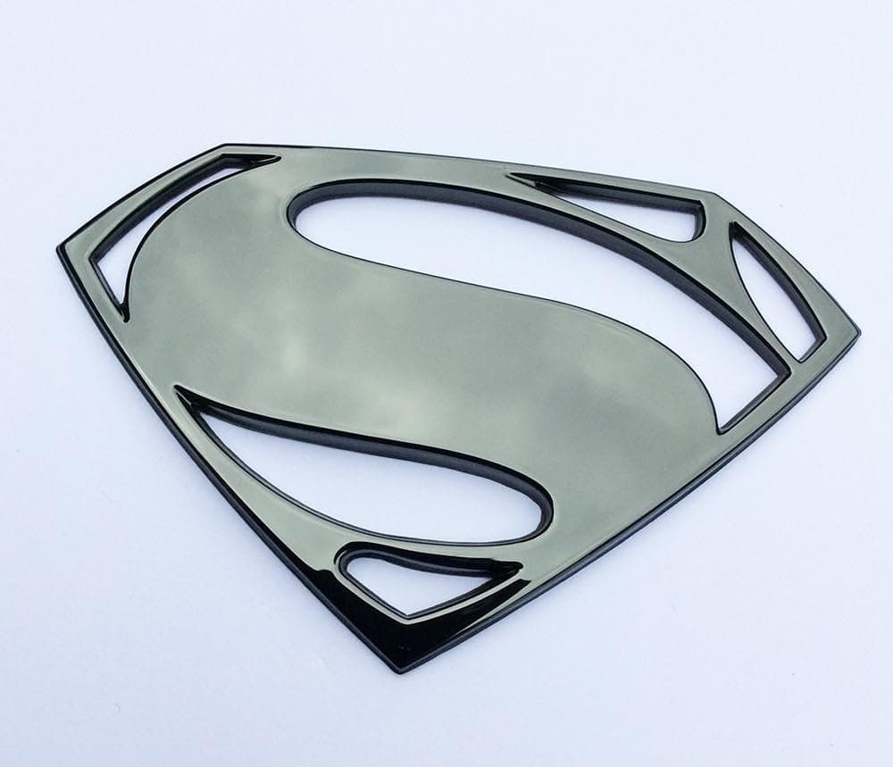 Fan Emblems Superman 3D Car Badge Batman v Superman Dawn of Justice Logo Black Chrome