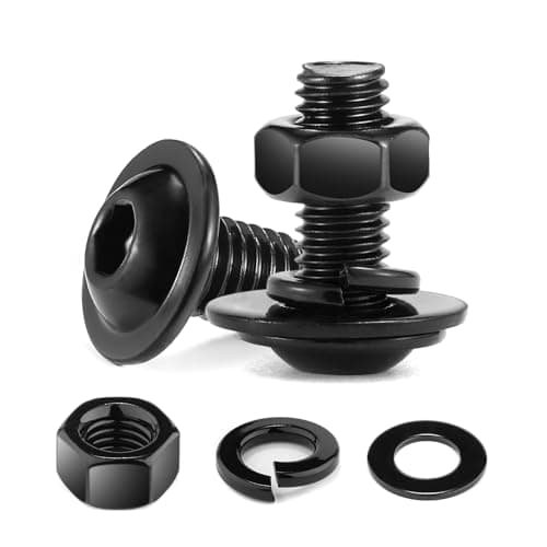 M6 x 14mm Flanged Button Head Socket Cap Screws Bolts, Nuts, Flat & Lock Washers, 20Pcs 18-8 (304) Stainless Steel, Fully Threaded, Black Oxide by SG TZH (with Hex Spanner)