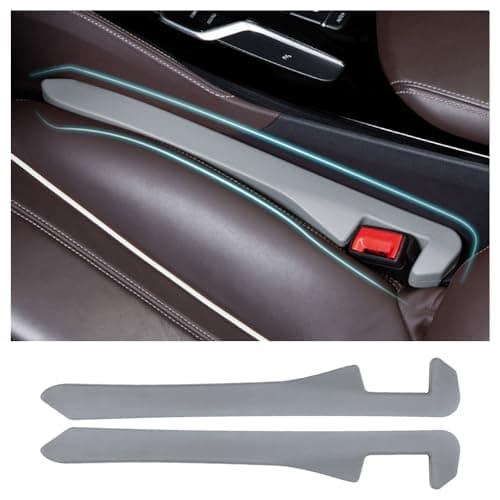 Junecarp Car Seat Gap Filler 2 PackFlexible Car Gap Filler Organizer to Impede Items from DroppingEssential Interior Car Accessories Seat Gap Plug Perfectly Fits Car Gap Gray