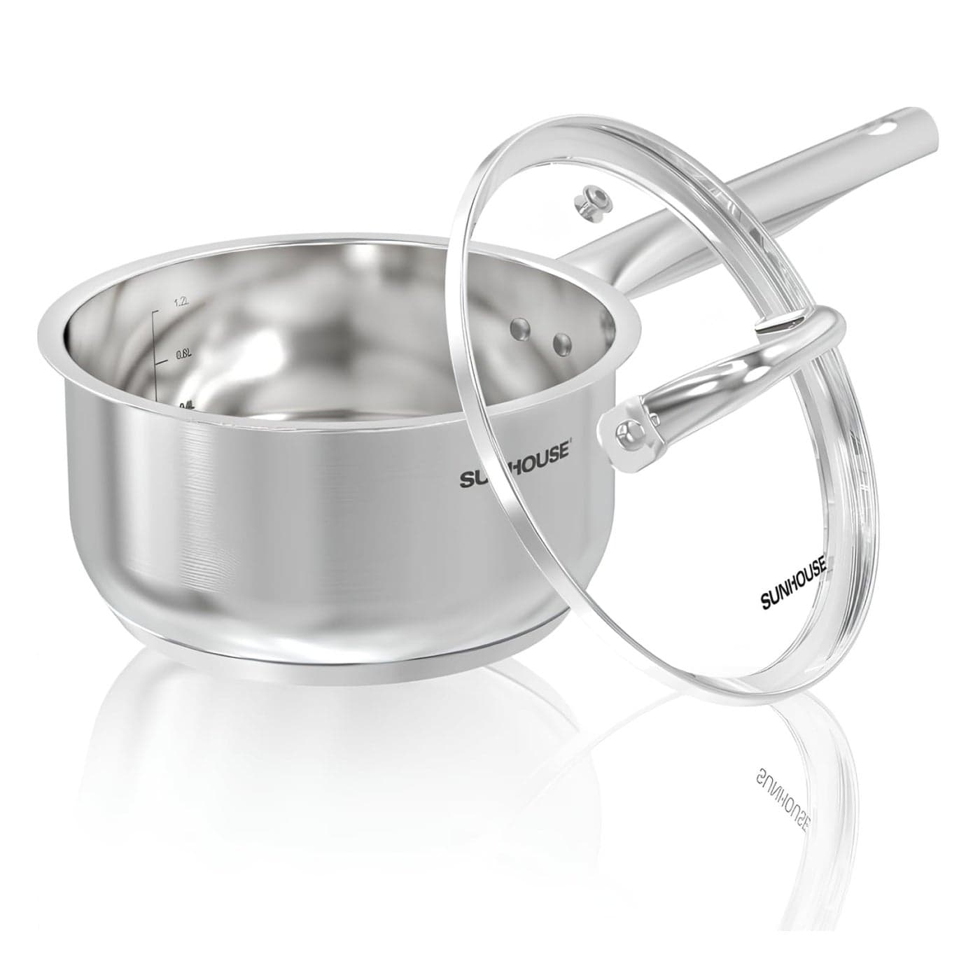 SUNHOUSE 15 Quart Stainless Steel Sauce Pan with Lid PFOAFREE High Stainless Steel Sauce Pan Induction base StayCool Handle Compatible with All Cooktops Gas Geramic Electric etc