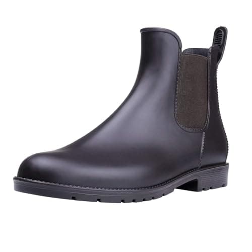 Asgard Women's Ankle Rain Boots Waterproof Chelsea Boots, Dark Brown 38 (Size 7.5)