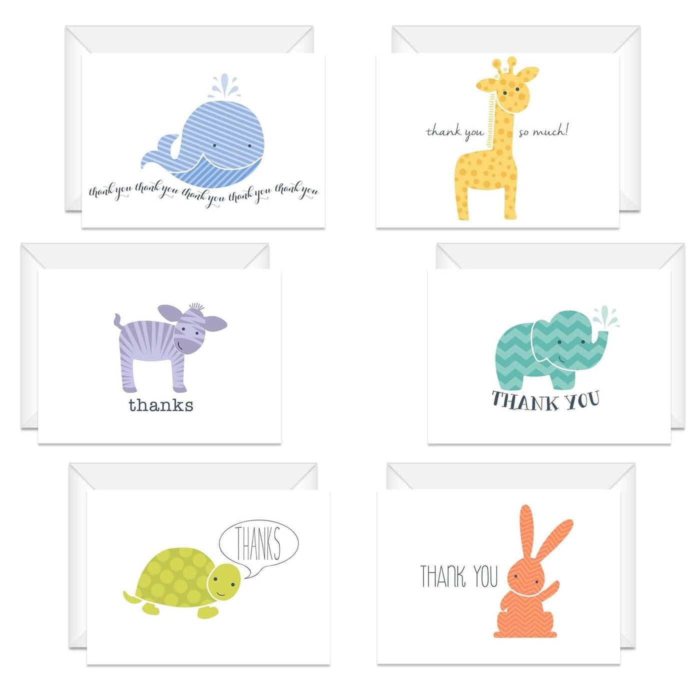 Canopy Street Adorable Animal Thank You Note Cards 36 Baby Shower Thanks Greeting Cards 3 12 x 4 78 Folded Appreciation Thank You Cards 6 Cute Animals Gratitude Card Designs
