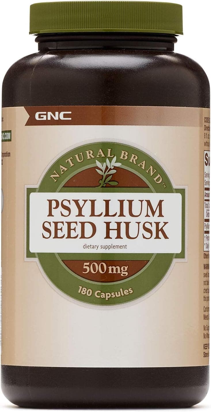 GNC Natural Brand Psyllium Seed Husk 500mg 180 Capsules Supports Digestive Health