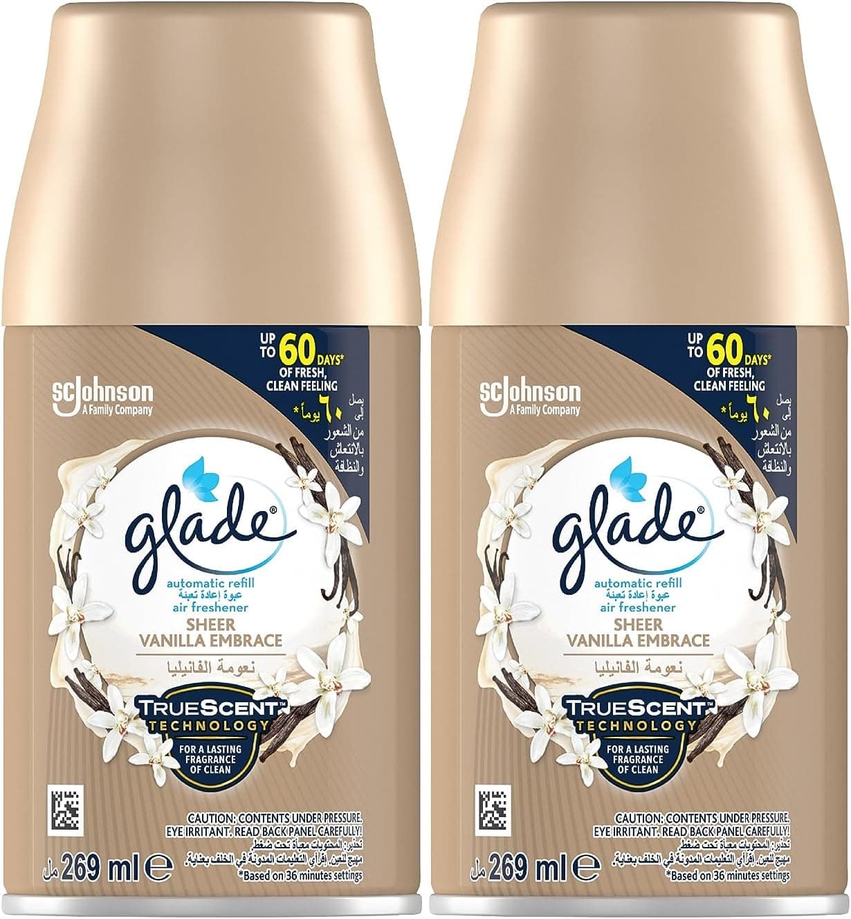 Glade Automatic Spray Refill Sheer Vanilla Embrace Air Freshener, 2 x 269ml
