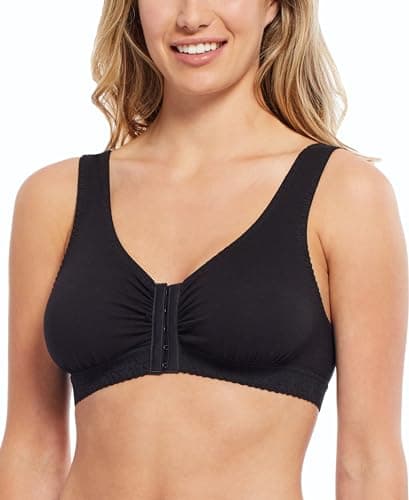 Carole Martin Full-Freedom Front Closure Wireless Cotton Bra-38 Black