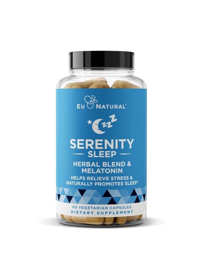 Serenity Sleep Natural Sleep Aid – Potent Blend of Magnesium, Valerian Root and Melatonin – Natural Sleep Aid – Non-Habit-Forming Way to Relax and Get a Good Night's Sleep – 60 Vegan Soft Caps