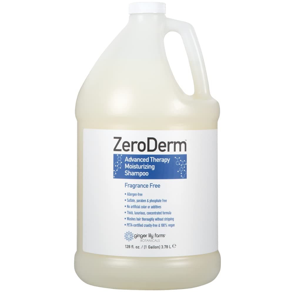 Ginger Lily Farms Botanicals ZeroDerm Advanced Therapy Moisturizing Shampoo for All Hair Types 100 Vegan CrueltyFree Fragrance Free 1 Gallon 128 Fl Oz Refill
