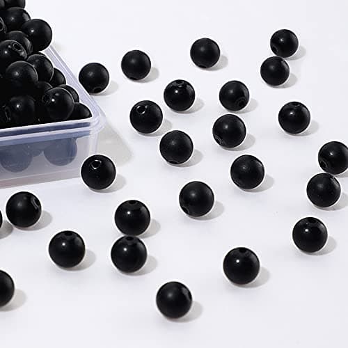 Ecally 300 Pieces Black Matte Onyx Beads Natural Black Agate Round Frosted Onyx Gemstone Loose Beads for Bracelet Necklace Jewelry DIY Making6 mm