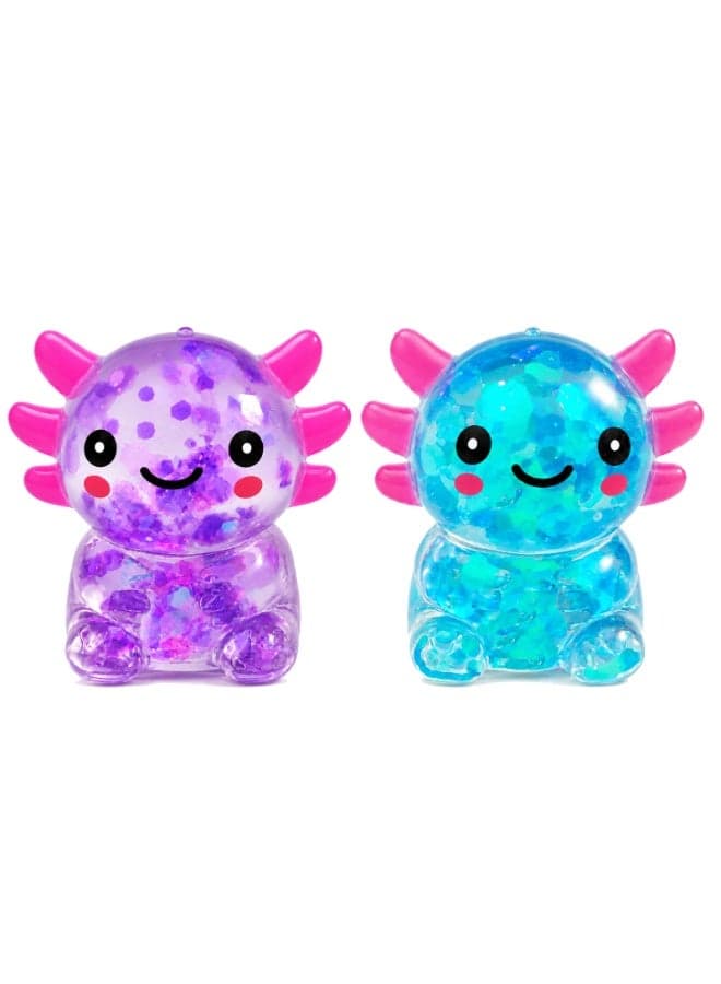 Axolotl Squishy Toy, Glitter Fidget Toys Cute Axolotl Stress Relief Squeeze Toy Gifts for Kids Youth Adult, Party Favors Squishies Toys (purpleblue)