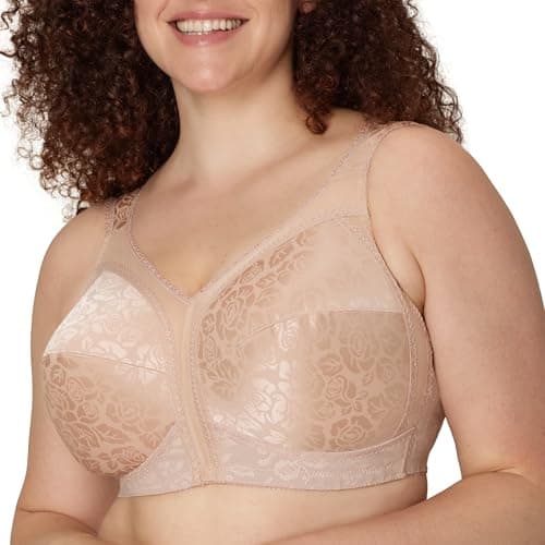 PLAYTEX Womens 18 Hour Comfort-strap Wireless Bra, Full-coverage With 4-way Trusupport, Single & 2-pack Bras, Cafe Au Lait (Nude), 40DD US