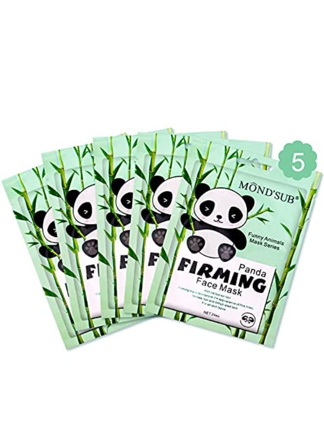 Animal Spa Beauty Mask Character Masks SheetPack of 5 Panda Firming Nourishing Moisturizing Effects For All Skin Types Birthday Party Gift for her Girls Night Spa Night Beauty Gift