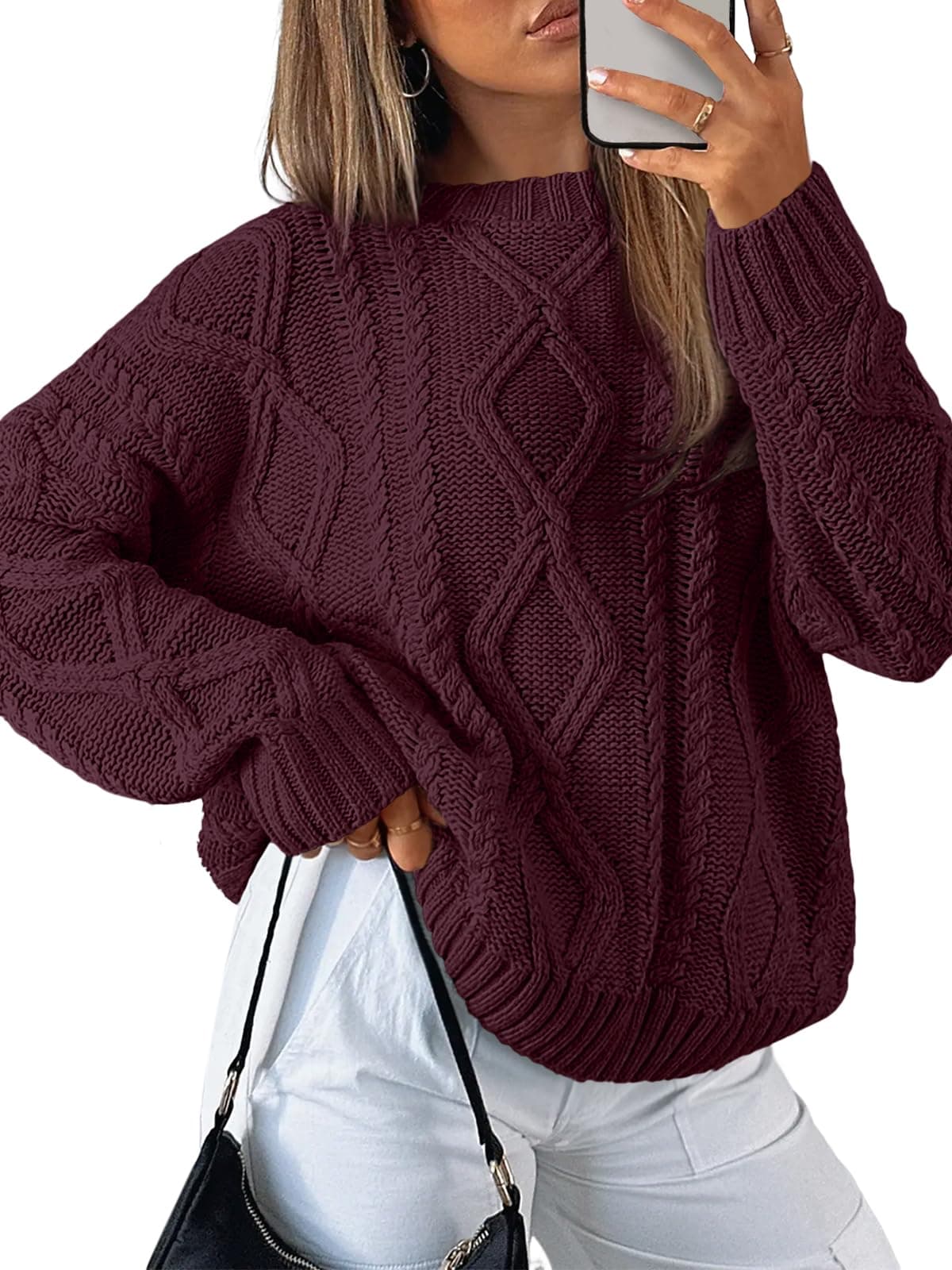 Trendy Queen Oversized Sweaters Womens 2025 Early Fall Fashion Outfits Cable Knit Crewneck Plus Size Pullover Cute Chunky Long Tunic Top Winter Old Money Clothes With Leggings Essential Clothing
