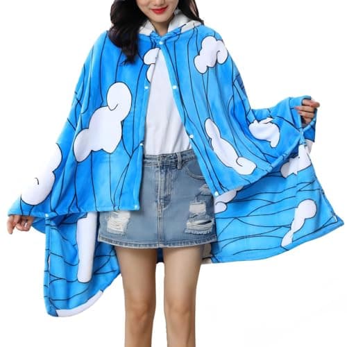 Juejuezi Hooded Wearable Blanket Hoodie Throw Blanket Cloak Cosplay Costume Shawl Wrap Nap Quilt 160x100 cm63x40inBlueOne Size