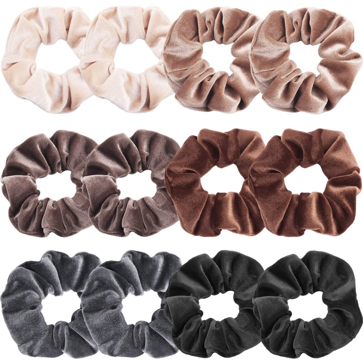 IVARYSS Scrunchies for Women 12 Pcs Neutral Velvet Scrunchies for Hair Classic Elastic Thick Scrunchy Hair Bands Ties Soft Ropes Ponytail Holder Hair Accessories