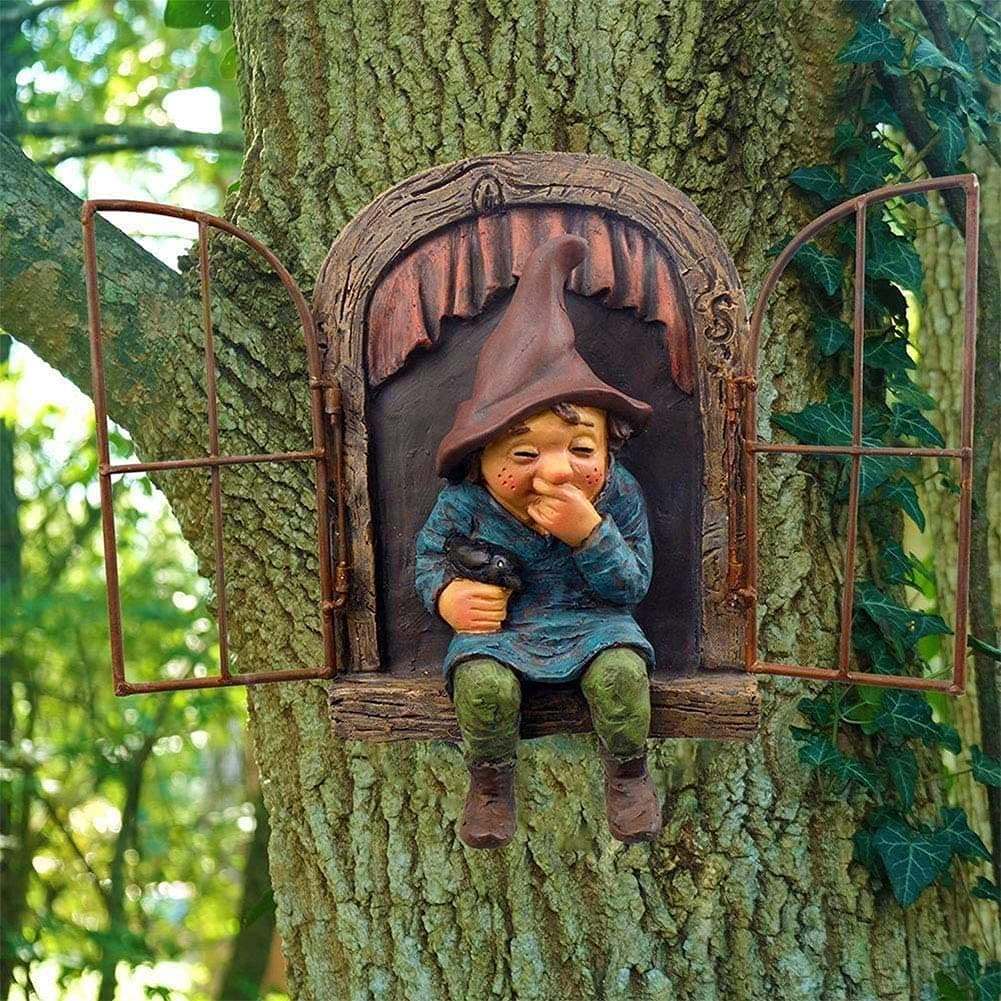 vomiceak Whimsical Fairy Garden Gnome Statue Tree Faces Decor Outdoor 59 Inch Funny Garden Tree DecorationIdeal Patio Yard Lawn Porch Decoration