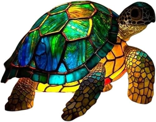 Yevheniy 3D Animal Lamp Retro Stained Animal Night Light Lamp Vintage Animals Table Lamp Bohemian Resin Animal Lamps for Bedroom Living Room Dining Room Nursery Office Home Decoration Sea Turtle