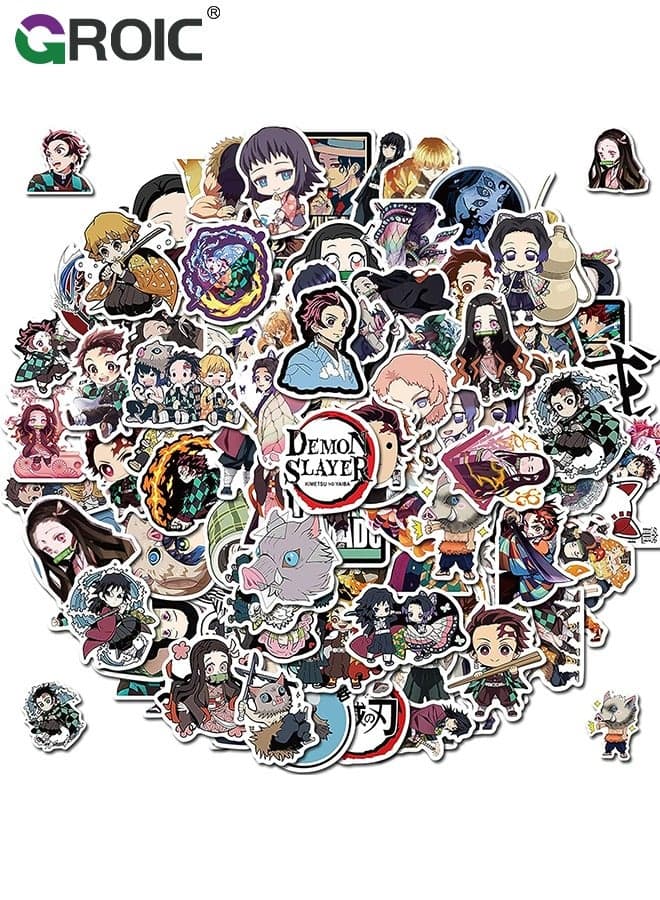 100Pcs Demon Slayer Sticker, Anime Cartoon Decal for Kids, Anime Demon Slayer Stickers for Teen Water Bottle, Waterproof Vinyl Decal for Laptop Phone Skateboard