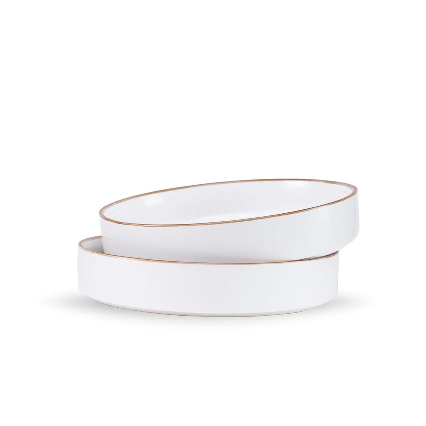 Shay Stackable Ceramic Pasta Bowl Set 22cm 2 Pieces White Matte Finish Ceramic Pasta Plate Deep Plate Ceramic Bowl Pasta Serving Plate Stackable Pasta Plate White Rim