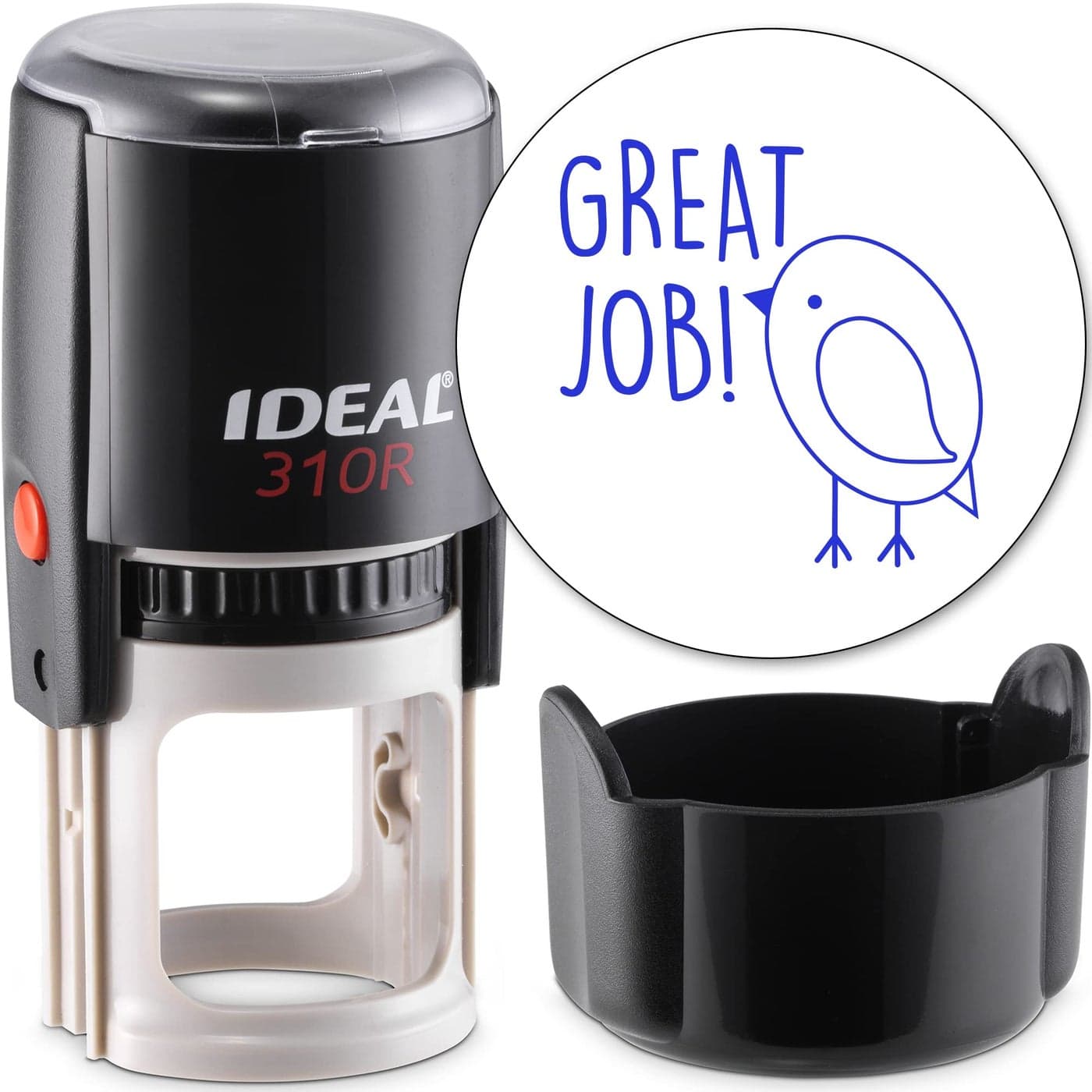 MaxMark Round Teacher Self Inking Stamp Great Job Jumbo Series Style TS316 with Blue Ink