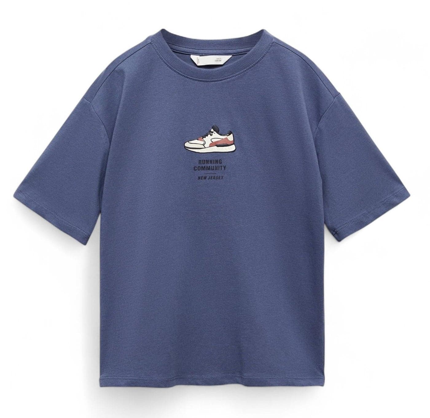 Alan Jones Clothing Boys Oversized Cotton Printed T-Shirt | Round Neck, Short Sleeves, Casual Wear (Blue_7-8 Years)