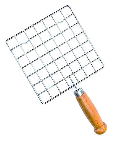 Puno Stainless Steel Square Papad Jali/Roti Roast Grill/Papad Roast Grill With Handle, 17cm, Silver