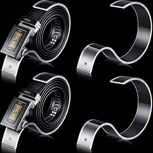 Acrylic Belt Display Stand Acrylic Belt Holder Clear Belt Organizer Belt Display Case Space Saver Case for Men and Women Belt, Store Display or Home Use (10 Pieces)