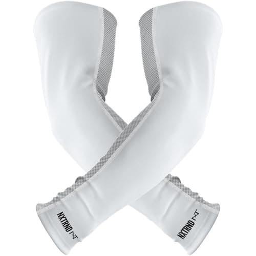 Nxtrnd Air-TEK Arm Sleeves, Breathable Football Compression Sleeves (Large, White)