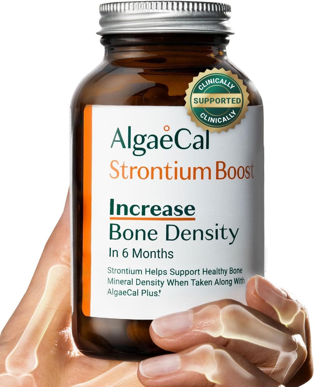 AlgaeCal Strontium Boost Natural Calcium Supplement for Bone Density Increase Strontium Citrate 680 mg Easy to Swallow for Bone Health Bone Strength GlutenFree 60 Veggie Caps Made in USA