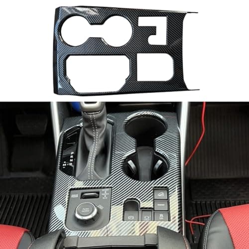 ruihe CCarbon Fiber Color Gear Shift Knob, Console Panel Trim, Cup Holder Cover Fit for Toyota Highlander 2023 2024 2025 | L/LE/XLE/XSE/Limited/Platinum/Hybrid Interior Accessories