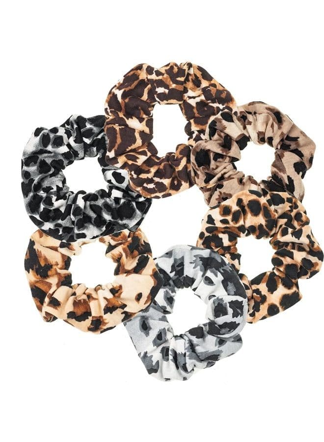 Scrunchies for Hair, Leopard Hair Scrunchies for Women, Bandana Scrunchies, 6PCS Bandana Scrunchy Hair Ties, Scrunchies Hair Ties for Women. (Leopard Print)