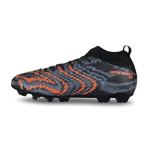 Aivin Pro Rattle Snake Football Stud, Lightweight Insole/Comfort and Grip Football Shoes for Men Black/Orange