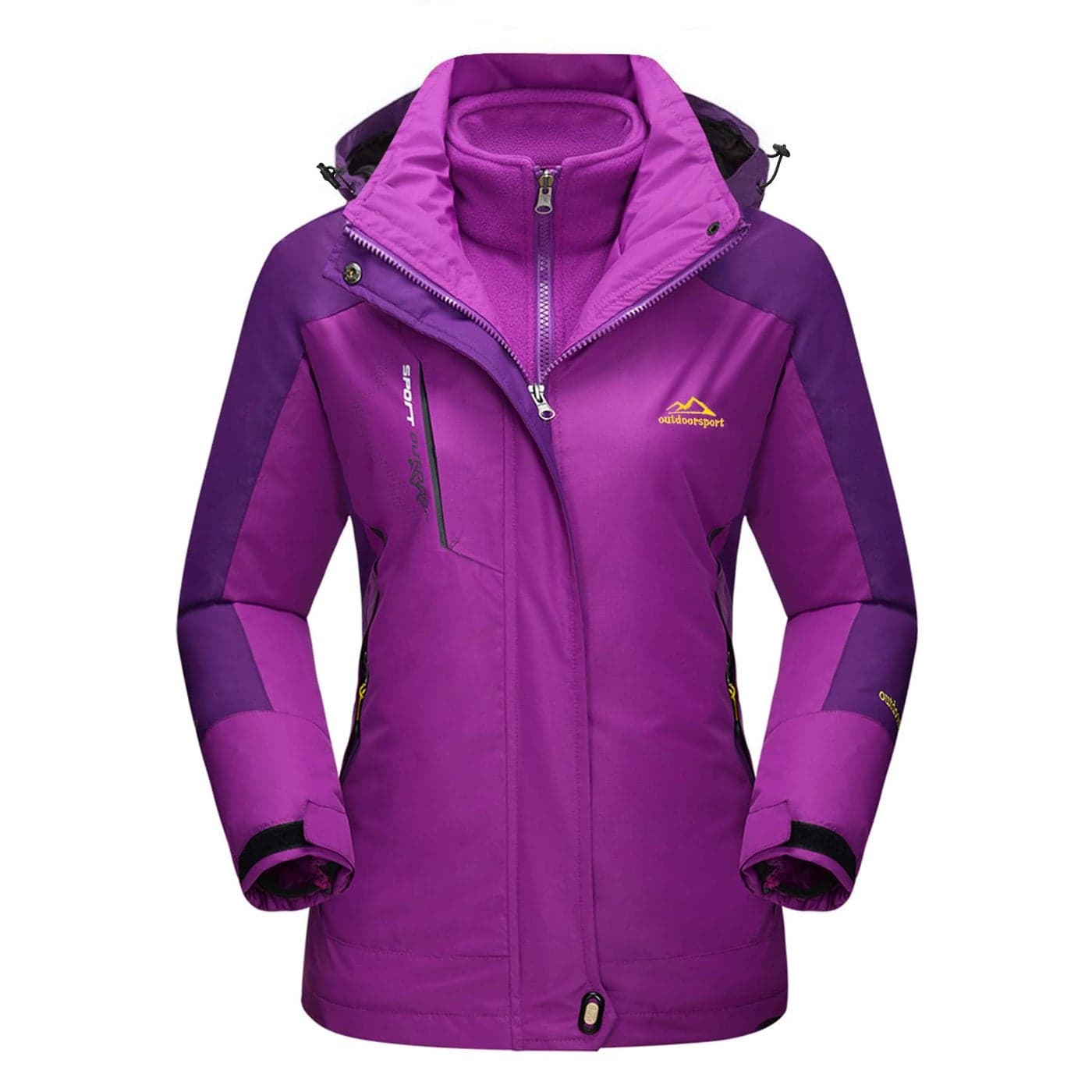 MAGCOMSEN Winter Coats for Women Rain Ski Jacket Winter Snowboard Jacket Snow Waterproof Insulated Fleece 3 in 1 Jacket Purple L
