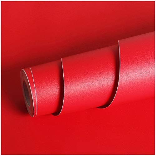 Livelynine 158x591 Red Peel and Stick Wallpaper Renter Friendly Christmas Contact Paper Waterproof Big Rolls Matte Red Vinyl Wrap Kitchen Cabinet Covering Furniture Wall Paper Counter Dresser Covers