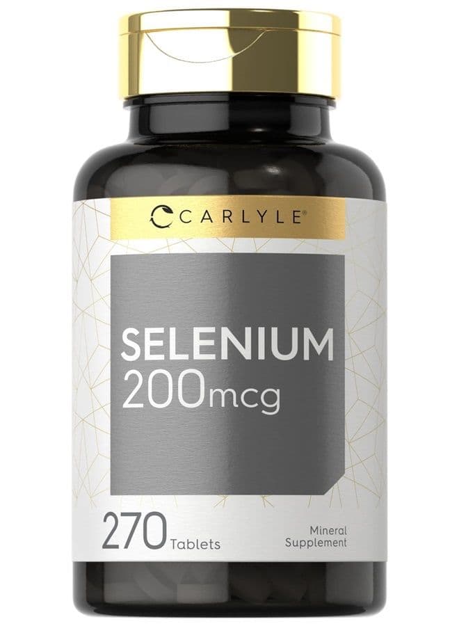 Selenium Supplement | 200mcg Tablets | Vegetarian, Non-GMO, Gluten Free | by Carlyle 270 tablets