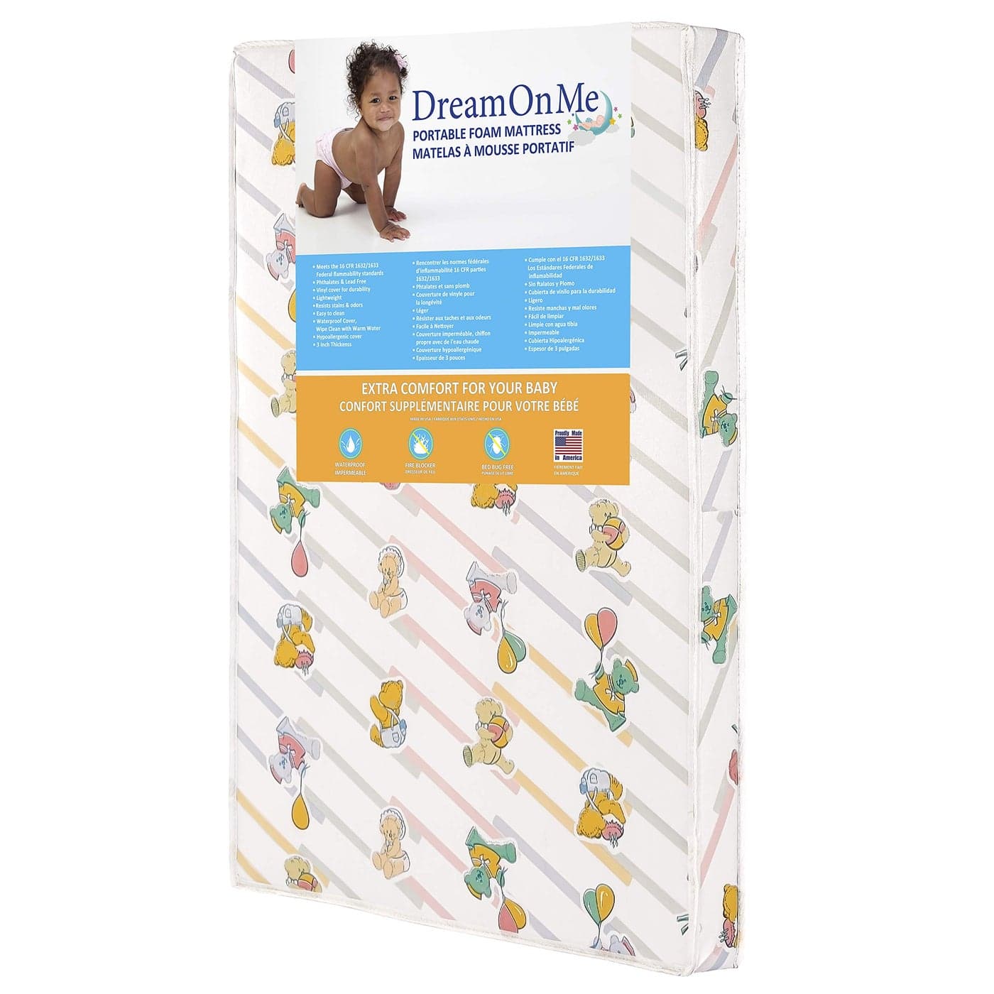 Dream On Me 3 UltraLite PlaymatReinforced Waterproof CoverProudly Made in The USAGreenguard Gold Environment Safe Playmat
