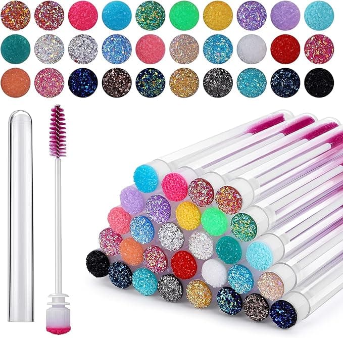 WLLHYF 60 Pieces Disposable Mascara Brushes Tubes Set30 Pieces Disposable Lash Spoolies Makeup Brush 30 Pieces Empty Eyelash Brush Tubes for Women Girls Makeup Brush Eyelash Extension Kit