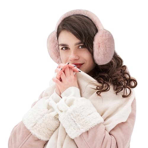 Tomorrow Fashion Winter earmuffs For Girls | Faux fur Earwarmer | Fluffy ear muffs | Cozy ear muffs for winter | Adjustable earmuffs | Ear warmers for outdoor sports | Foldable Muffs (pink)