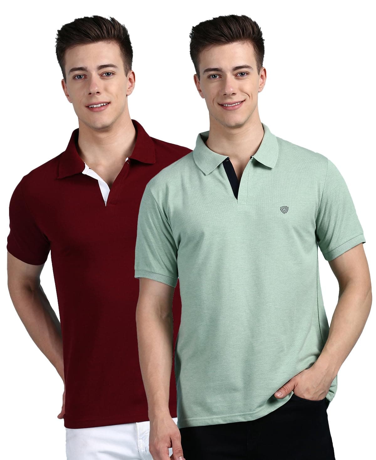 Lux Cozi Pack of 2 Maroon and Mint Green Regular fit Half Sleeves Polo Neck T-Shirt for Men |Polo Casual Tshirt for Men | 100% Combed Cotton - Colour Fresh, Quick Dry, Ultra Soft (Size : XX-Large)