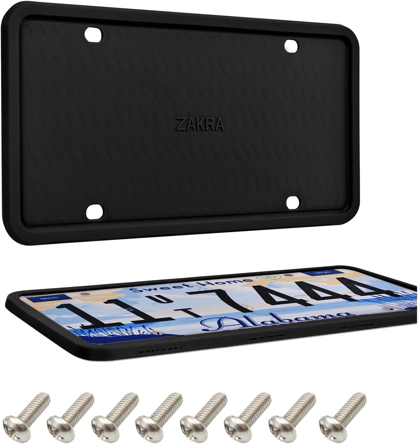 ZAKRA Silicone License Plate Frames - 2 Pack