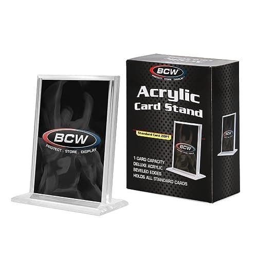 BCW Trading Card Display Stand | Acrylic Card Holder Stand for Sports Cards, Pokémon & TCG | Stable Vertical Card Stand with Beveled Edges | Clear Sports Card Display Stand