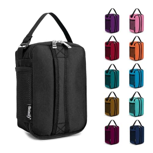 BEIMILY Mini Insulated Lunch Bag for Women Men, Portable Refrigerated Lunch Box,Soft Insulated Tote Cooler Bag for Work Camping Hiking Beach Picnic with Comfort Handle and Removable Hand Strap(Black)