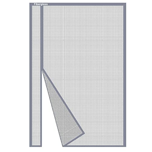 Risareyi Side Opening Magnetic Screen Door in Fiberglass 38x82inch, Grey - Thicken Mesh Screen Magnetic Closure Keep Bugs Out, Reversible for Left/Right Door