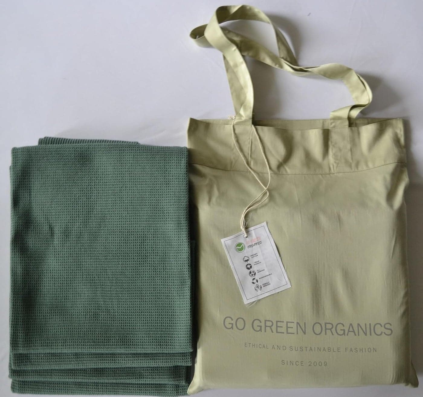 GO Green Organics Waffle Hand Towels Pack of 4 20X29 INCHES 100 Natural Organic Cotton GOTS Certified Forest Green Super ABSORBANT Quick Dry NO SOFTENERS ENVIRNMENT Friendly