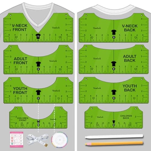 Vowlove Tshirt Ruler Guide for Vinyl Alignment T Shirt Ruler to Center Design Tee Measurement Tools Heat Press Accessories for Sublimation HTV Heat Transfer Vinyl Press Screen Printing