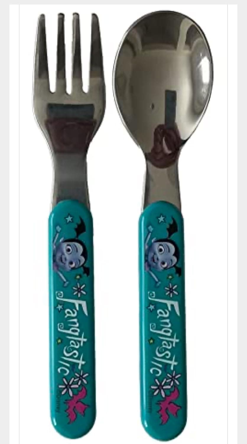 Zak Designs Vampirina 7pc Childrens Flatware Set 7 Items 4 Pieces Melamine Lavender Glossy Dishwasher Safe