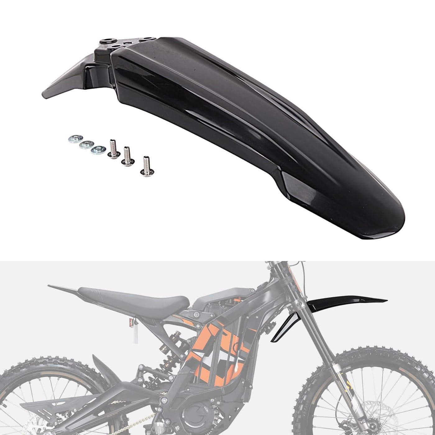 IUVWISN Motorcycle Front Fender Mudguard Compatible Fit for Surron Sur Ron LBX Tutti ICT EKX X21 X20 Segway X260 X160 Electric Dirt BikeBlackPP Material Not Fits RST Fork