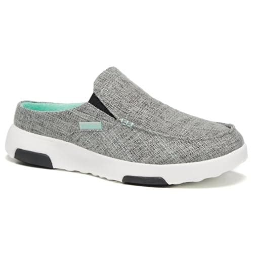 Women's Orthopedic Slip-On Loafers Slippers Shoes with Arch Support: Heel and Foot Pain Relief Canvas Mules Supportive Sneakers for Plantar Fasciitis, Orthotics Canvas Clogs Grey Green Size 8